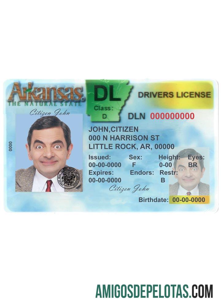 EUA Arkansas DL versão 2 (frente) exemplo